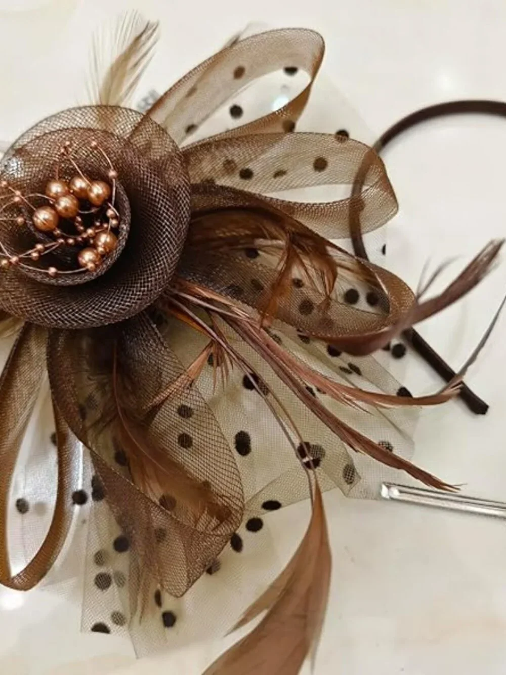 Kentucky Derby Fascinator Hat Beautiful Color Tea Party Derby Brown